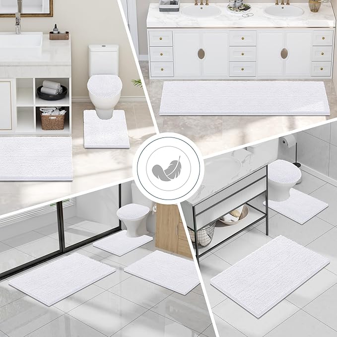 Smiry Luxury Chenille Bathroom Rugs 48x32, Extra Soft and Absorbent Shaggy Bath - Image 7