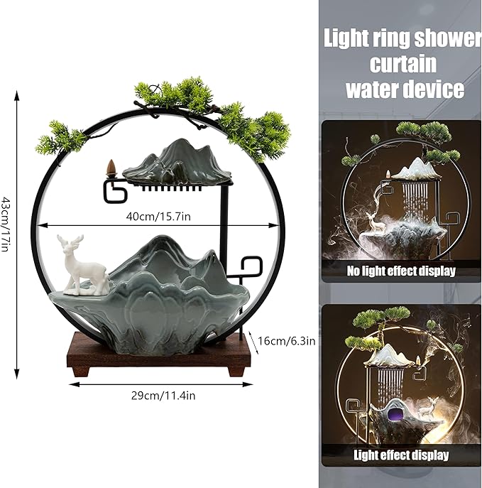 17In Water Fountains Indoor Tabletop Water Fall Humidifier W/LED Light & - Image 3