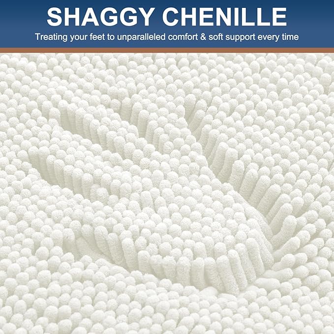 Smiry Luxury Chenille Bathroom Rugs 40x24, Extra Soft and Absorbent Shaggy Bath - Image 3