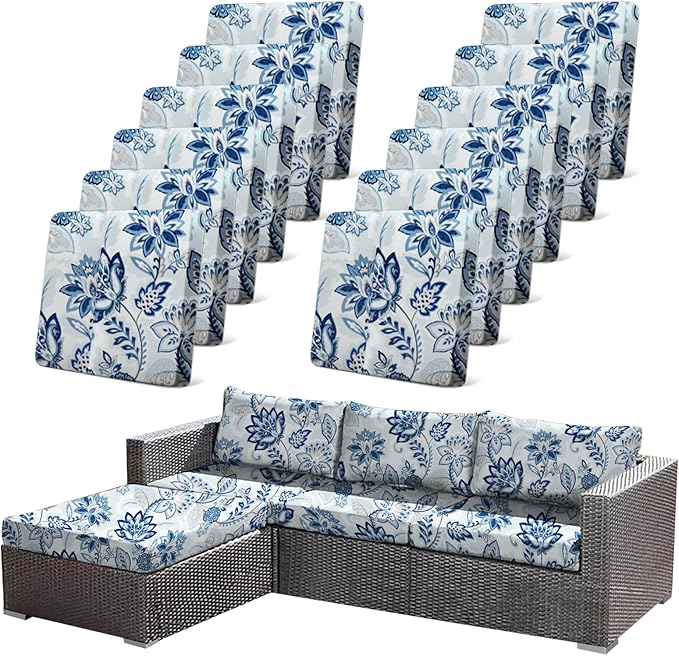 12pcs Floral Printed Stretchy Sofa Cushion Covers by CALBODE