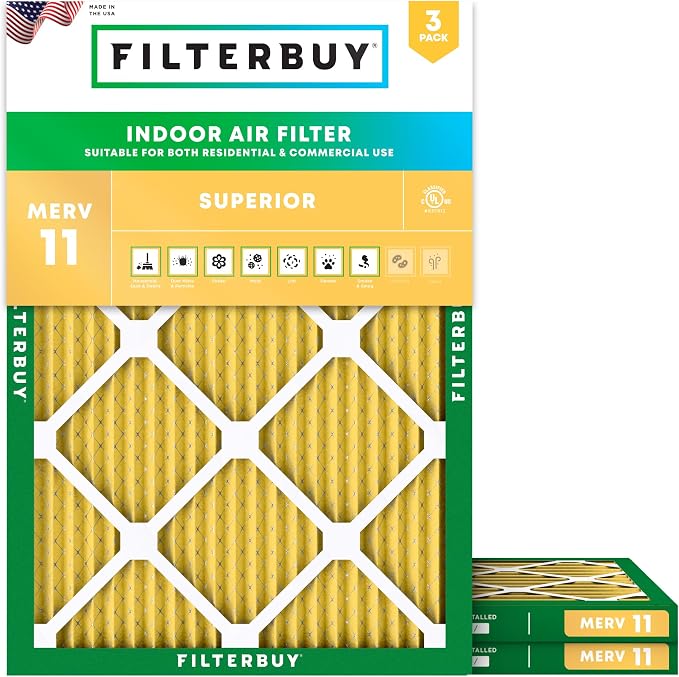 Filterbuy 14x20x1 Air Filter MERV 11 Superior Pet & Allergy Defense, by Filterbuy