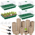 4 Pack Seed Starter Tray Kit, 120 Square Seed Peat Pots by Hahood