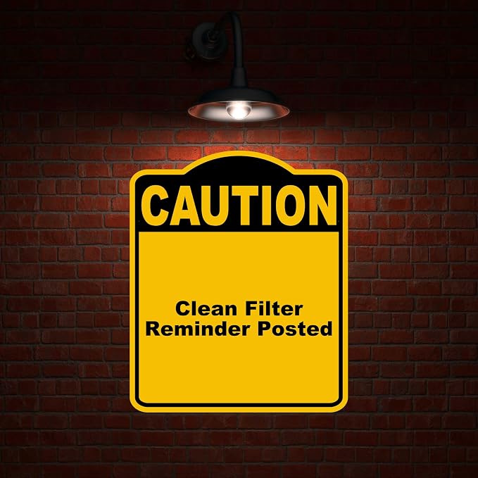 Clean Filter Reminder Posted Caution Yellow Black Aluminum Composite Sign 8.5 x - Image 2