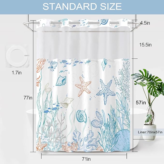 Long No Hook Shower Curtain - Image 7