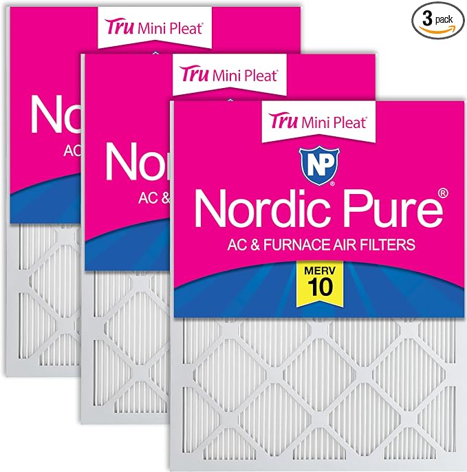 Nordic Pure 18x24x1 Tru Mini Pleat MERV 10 AC Furnace Air Filters 3 Pack | by NordicPure
