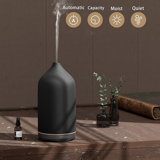 VIVITEST Diffusers for Essential Oils, Stone Oil Diffuser, Ceramic Essential - Image 4