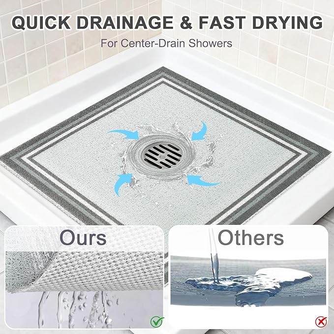 Square Shower Mat Non Slip: 24x24 Inch Extra Large Shower Mats - Image 4