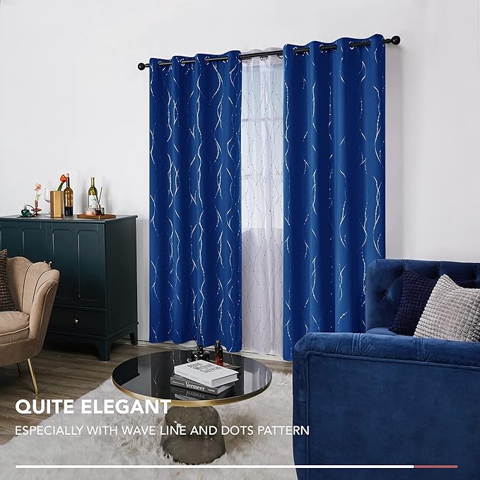 Deconovo Blackout Curtains, Thermal Insulated Noise‑Reducing Drapes, Wave Line - Image 7