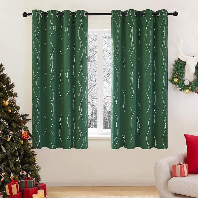 Deconovo Green Curtains, Christmas Blackout Drapes, Thermal Insulated by Deconovo