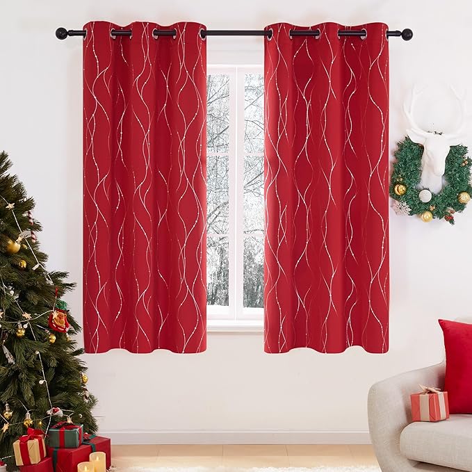 Deconovo Blackout Curtains, Christmas Red Curtain, Thermal Insulated by Deconovo
