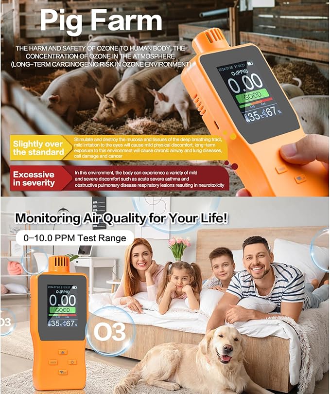 Ozone Detector, O3 Air Quality Meter Indoor, Portable Air Quality Monitor - Image 7