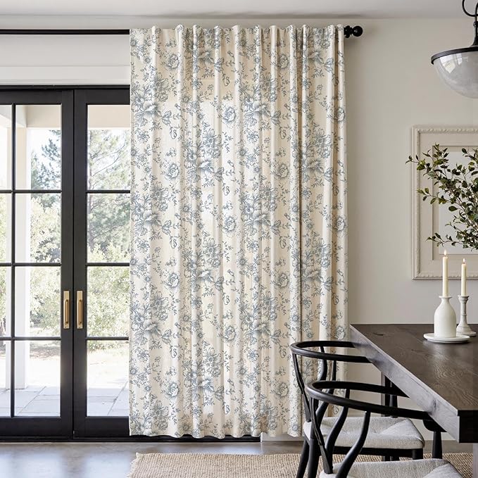 jinchan Linen Floral Curtains Extra Wide - Image 2