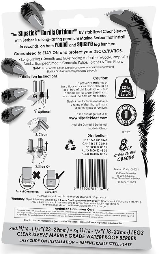 Slipstick GorillaOutdoor Berber Furniture Feet Pads - Image 6