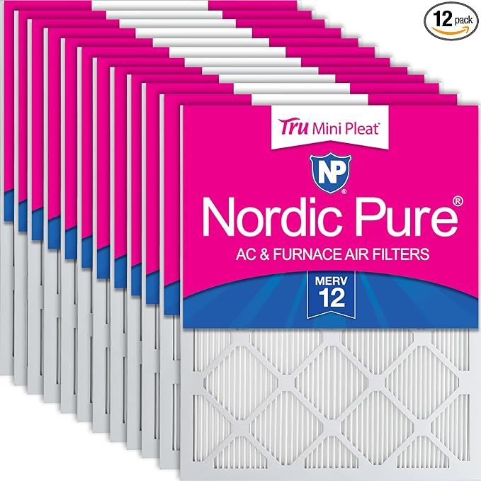 Nordic Pure 20x20x1 Tru Mini Pleat MERV 12 AC Furnace Air Filters 12 Pack | by NordicPure