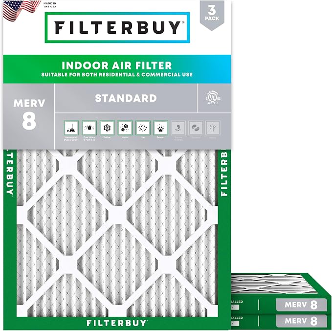 Filterbuy 21x23x1 Air Filter MERV 8 Essential Dust & Allergy Defense, by Filterbuy