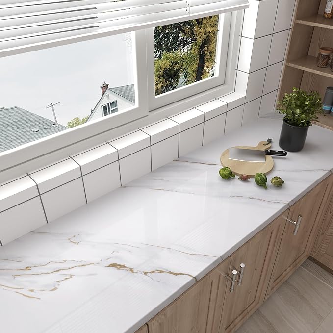 Gold White Marble Countertop Self Adhesive Covering Waterproof Granite Contact - Image 4