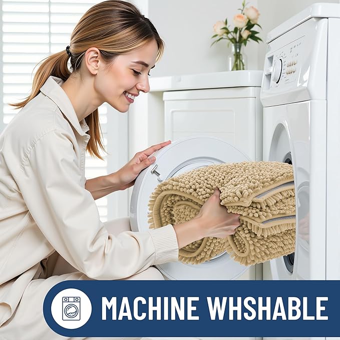 Smiry Luxury Chenille Bathroom Rugs 47x24, Extra Soft and Absorbent Shaggy Bath - Image 7