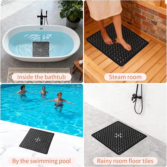 Anti-Slip Bathtub Shower mat, 20.8×20.8（Approximately 53×53cm） inch Soft - Image 6