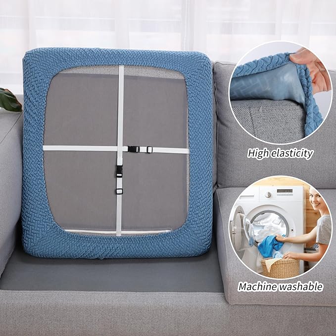 Fuloon Waterproof Couch Cushion Covers, Stretch Sofa Seat Cushion Slipcovers - Image 4