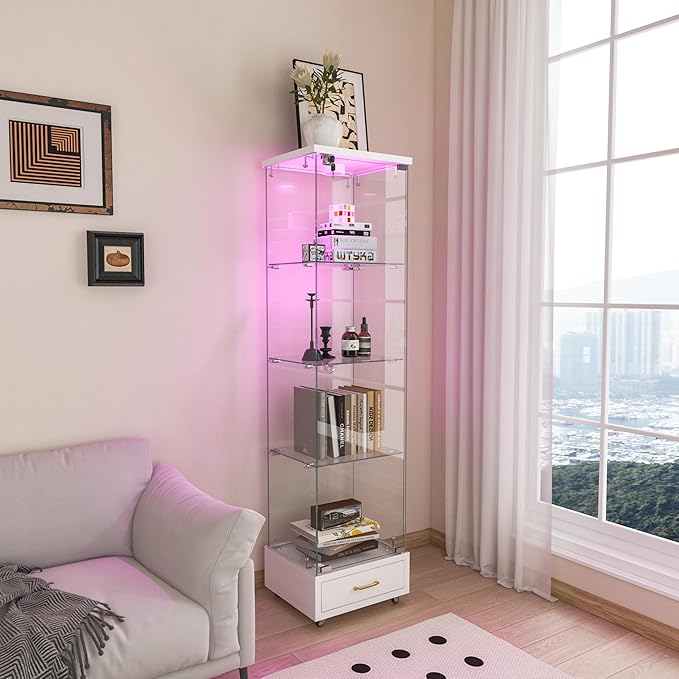 Yoluckea 4 Tiers Glass Display Cabinet by Yoluckea