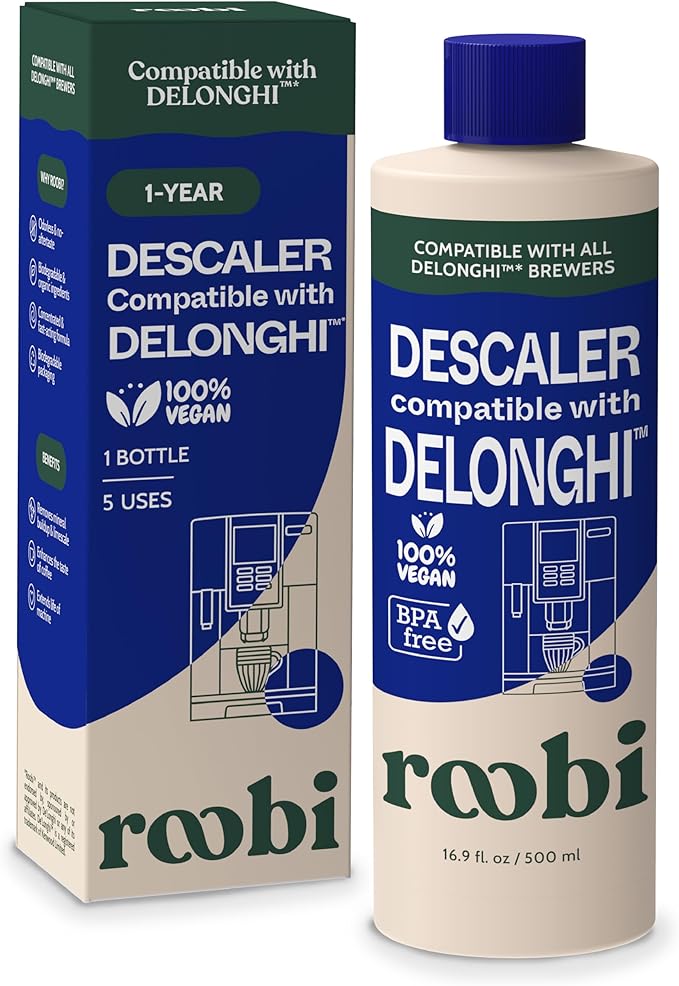 DeLonghi Compatible Descaling Solution. Clean & Descale your DeLonghi Coffee by Roobi