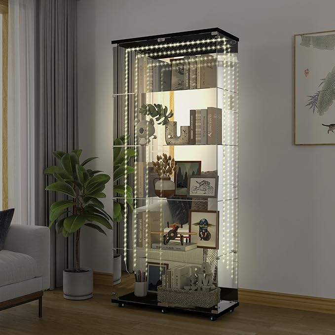 Yoluckea 5 Tiers Glass Display Cabinet - Image 6