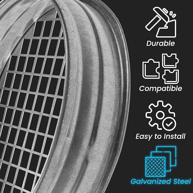 8" Inch Duct End Cap with Steel Mesh - Image 7