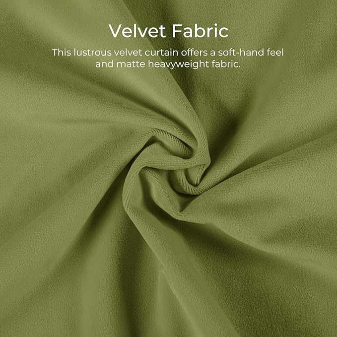 TWOPAGES Luxury Velvet Curtain Pinch Pleated Grass Green Curtain 108 inch Long - Image 3