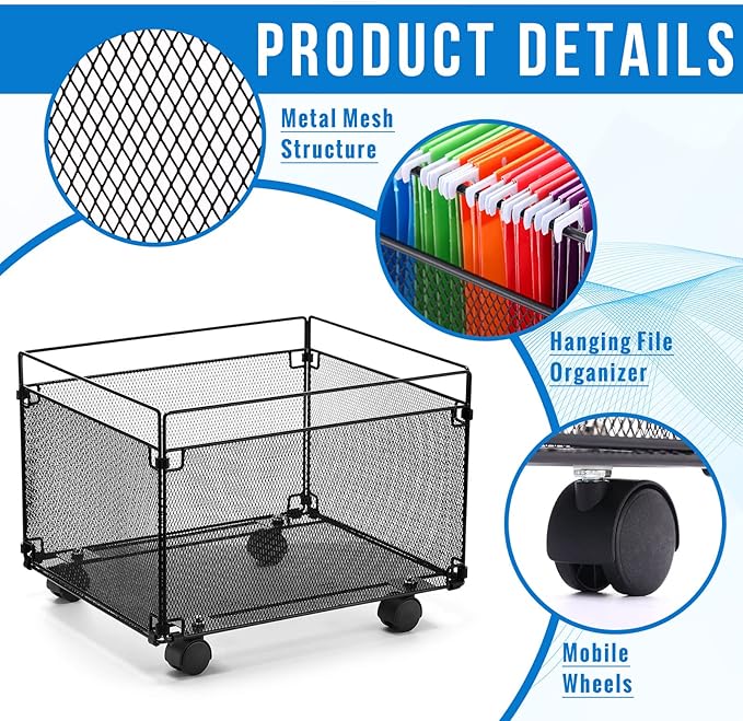 Harloon 1 Pack Mesh Rolling File Carts - Image 5