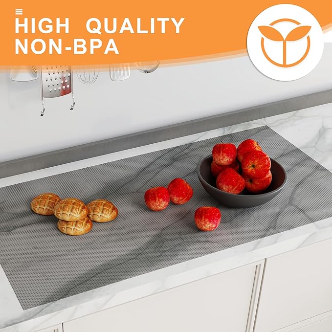 FLPMIX Kitchen Cabinet Liner 17.7-Inch: Translucent Gray Cabinet Drawer Liner - Image 8