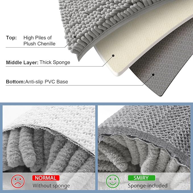 Smiry Luxury Chenille Bathroom Rugs 24x16, Extra Soft and Absorbent Shaggy Bath - Image 5