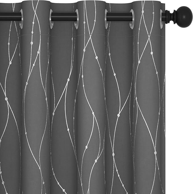 Deconovo Grey Blackout Curtains, Room Darkening Curtain, Thermal Insulated by Deconovo