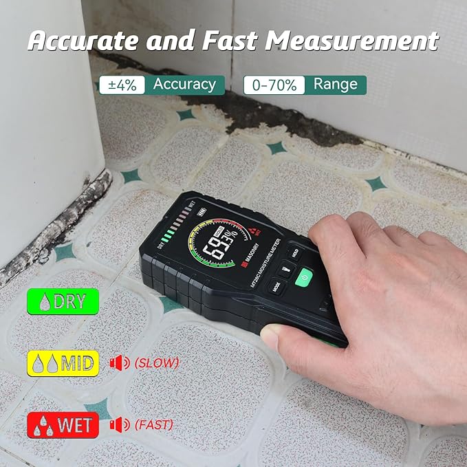 Pinless Moisture Meters Non-Invasive Digital Wood Moisture Tester Water Leak - Image 2