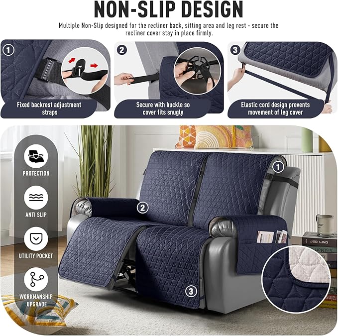 TAOCOCO 100% Waterproof Recliner Cover, Non-Slip Washable Reclining Couch Cover - Image 5