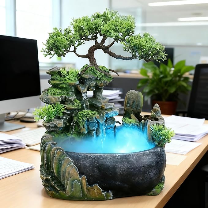 Tabletop Rockery Fountain Indoor Waterfall Bonsai Desktop Mini Rockery Water - Image 6
