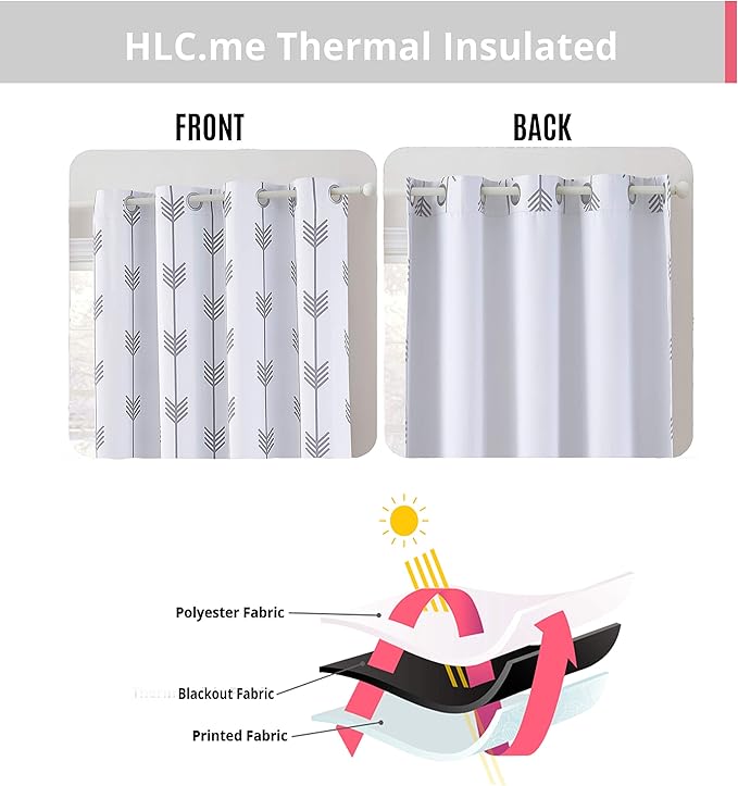 HLC.ME Arrow Printed Privacy Blackout Energy Efficient Room Darkening Thermal - Image 3