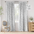 jinchan 95% Blackout Floral Curtains 96 Inches Long, Printed Flower Black by JINCHAN