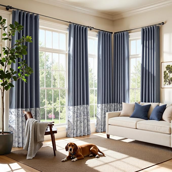 jinchan Faux Linen Blackout Curtains 96 Inch Length by JINCHAN