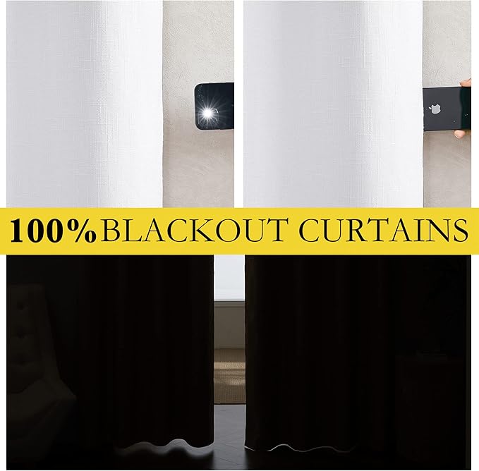 NICETOWN Truly Blackout Linen Blend Flax Drapes - Image 2