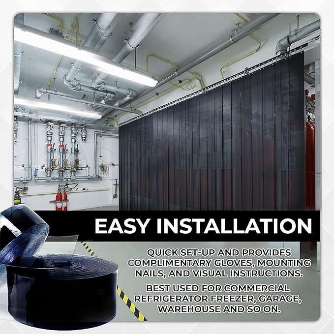 6x7' Black PVC Curtains Strips Kit - Image 6