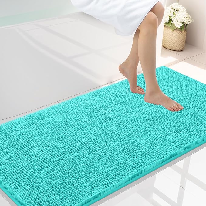 Smiry Luxury Chenille Bathroom Rugs 47x24, Extra Soft and Absorbent Shaggy Bath by Smiry