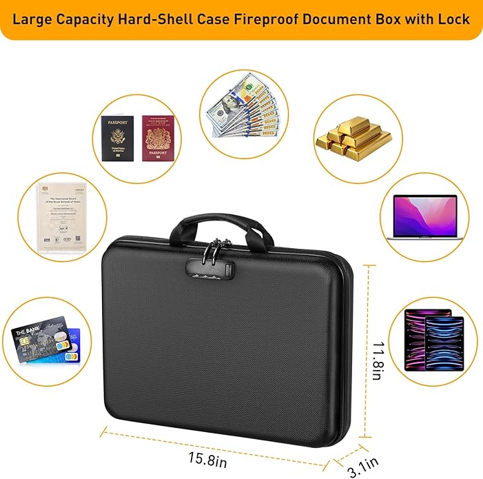 Fireproof Document Organizer Bag, 5200℉ File Organizer Safe Box, Hard Shell - Image 5