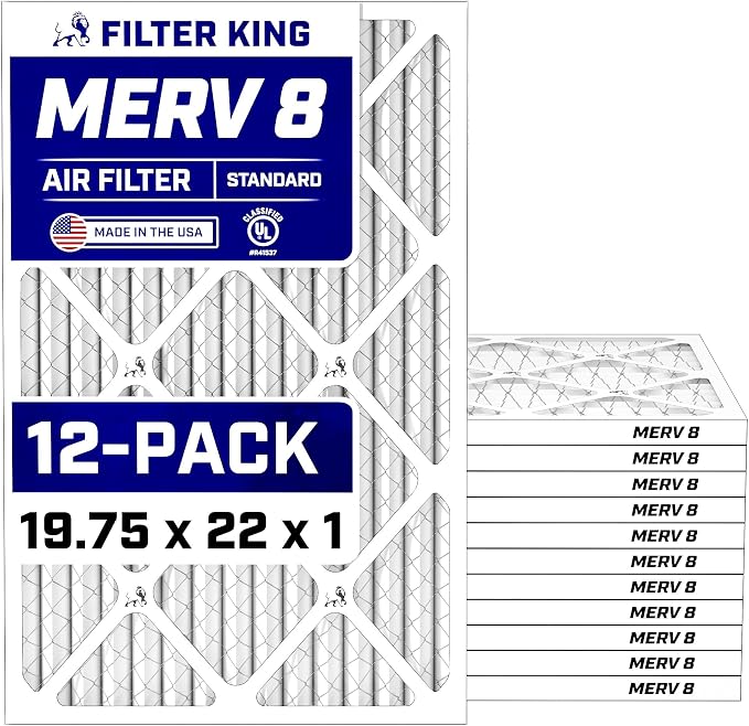 Filter King Air Filters 19.75x22x1 | 12-PACK | MERV 8 HVAC Pleated AC Furnace by FilterKing