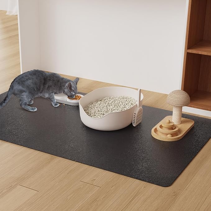 4'×6' Black Floor Protector for Home, Waterproof Stain-Resistant Vinyl Area Rug by Unknown