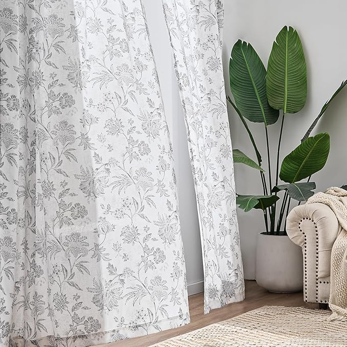 jinchan Linen Floral Curtains for Living Room, 84 Inch Length Curtains - Image 7