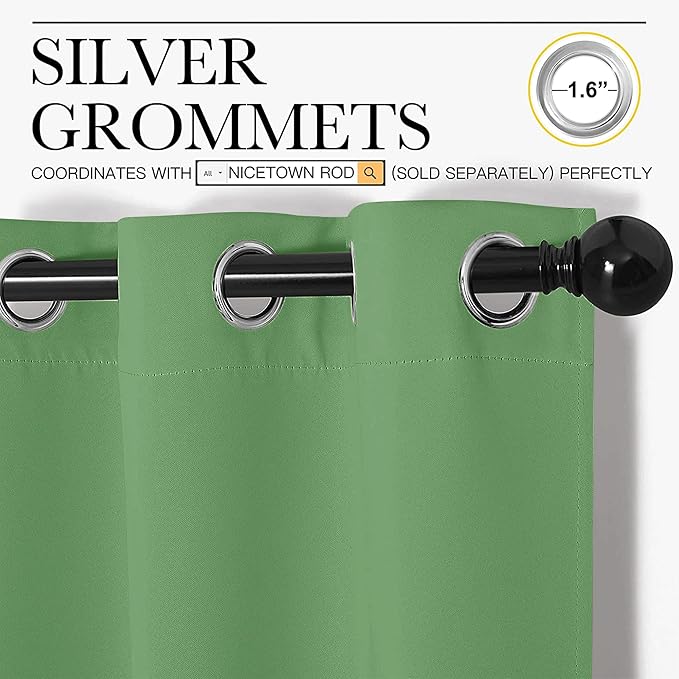 NICETOWN Froest Green Blackout Curtains 84 inches Length - Image 2