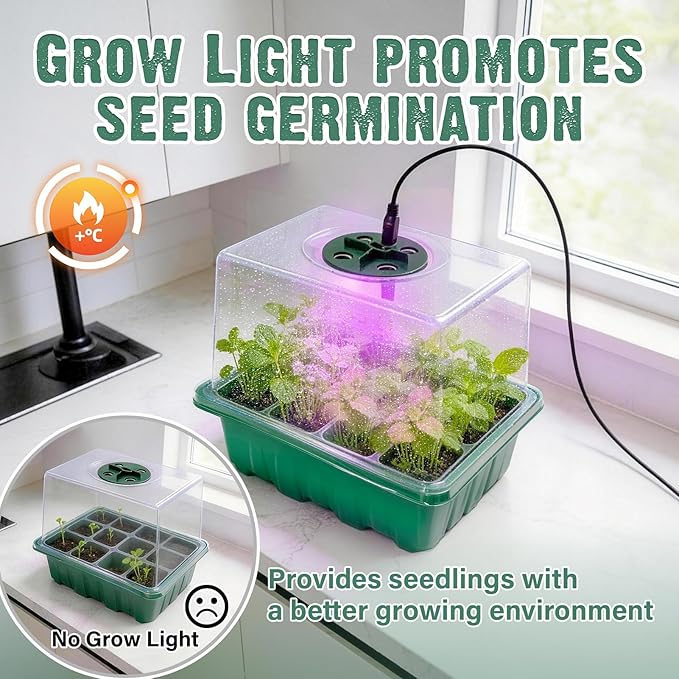 6 Pack Seed Starter Kit with Grow Light 72 Cells Plant Starter Trays with 3.9 - Image 3