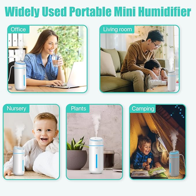 Small Humidifiers for Bedroom Nightstand Room 400ML USB Humidifer Plant Cool - Image 7