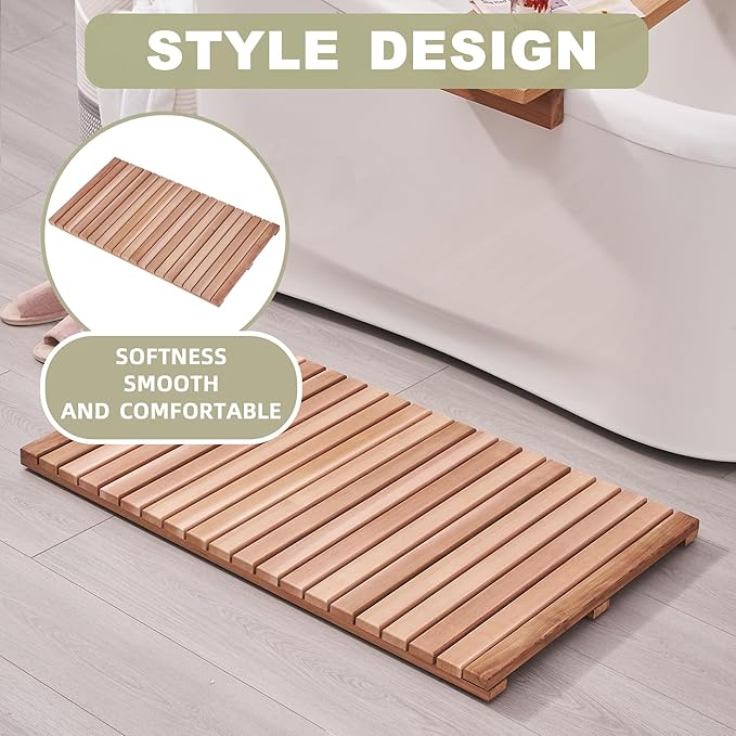 bingaai Cedar Wood Bath Mat 40"×23.6", Cedar Wooden Bath Mats, Wood Shower - Image 4