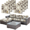 8 Pcs Waterproof Patio Cushion Covers, Floral Printed Stretch Outdoor Sofa Cover by CALBODE